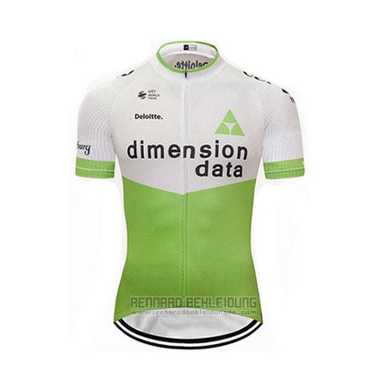 2018 Fahrradbekleidung Dimension Data Wei und Grun Trikot Kurzarm und Tragerhose - zum Schließen ins Bild klicken